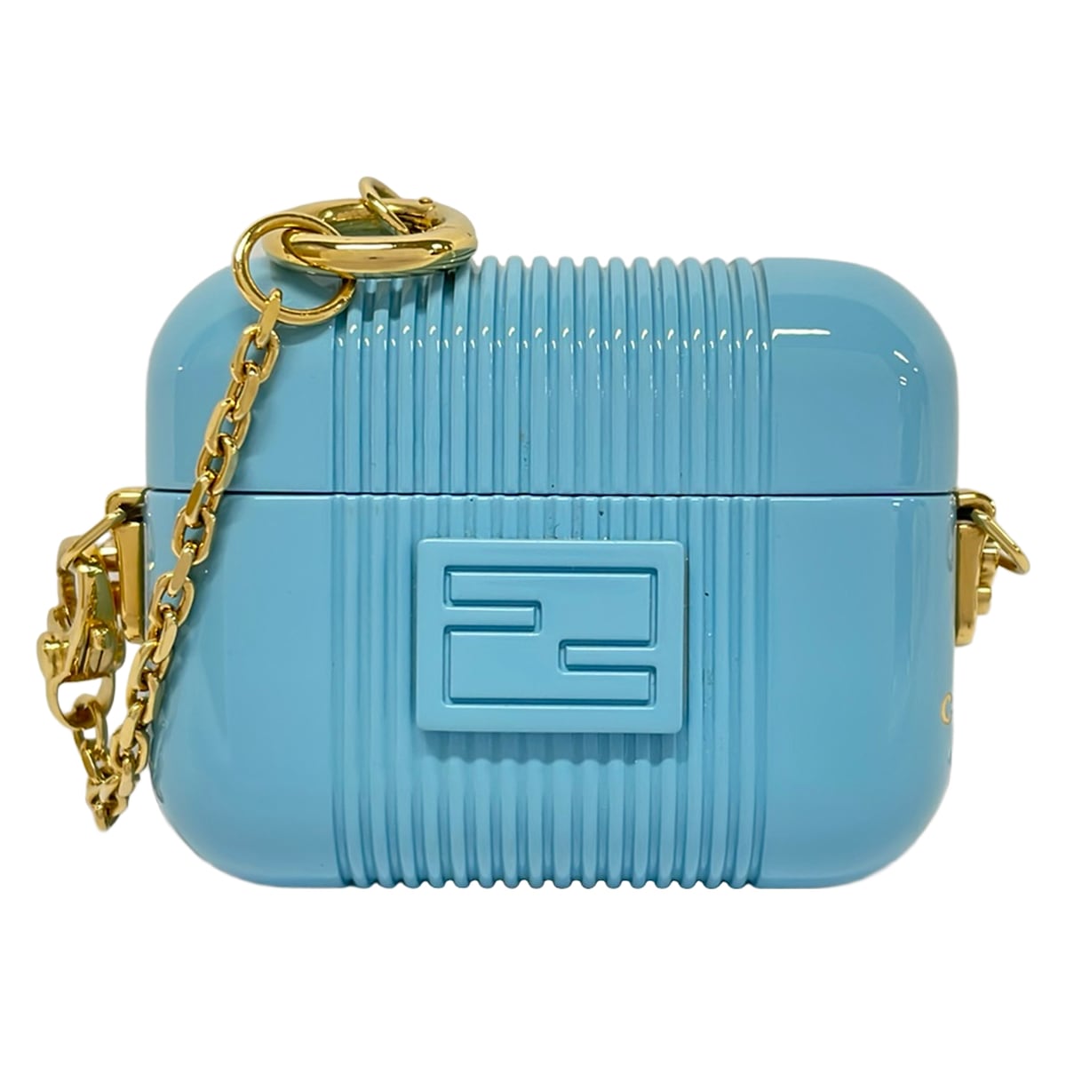 Fendi Accessory Case Light Blue Gold Aluminium Hardware